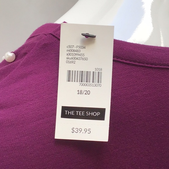 🆕NEW! Faux Pearl Shoulder French Terry Tee - Picture 13 of 14